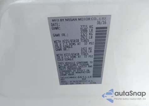 2016 Nissan Pathfinder S из США, поврежденный, VIN 5N1AR2MM4GC665118